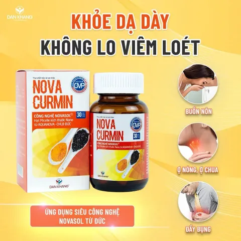 Viên uống Novacurmin Dan Khang giảm đau dạ dày và các triệu chứng của loét dạ dày