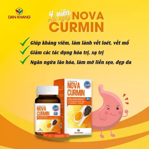 Viên uống Novacurmin Dan Khang giảm đau dạ dày và các triệu chứng của loét dạ dày