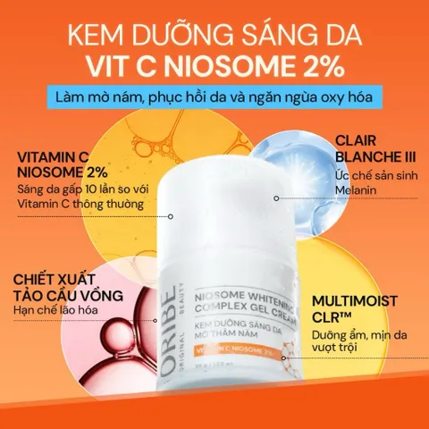 Kem dưỡng Vitamin C Niosome 2% Oribe Dân Khang hỗ trợ sáng da mờ nám sạm 35g