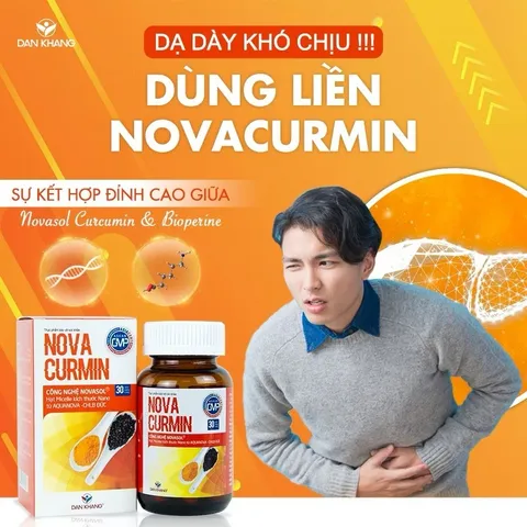 Viên uống Novacurmin Dan Khang giảm đau dạ dày và các triệu chứng của loét dạ dày
