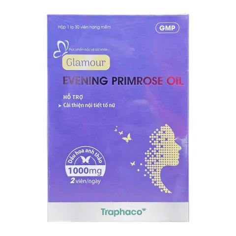 Dầu hoa Anh Thảo GLAMOUR Evening Primrose Oil Traphaco CNC - Hộp 30 viên
