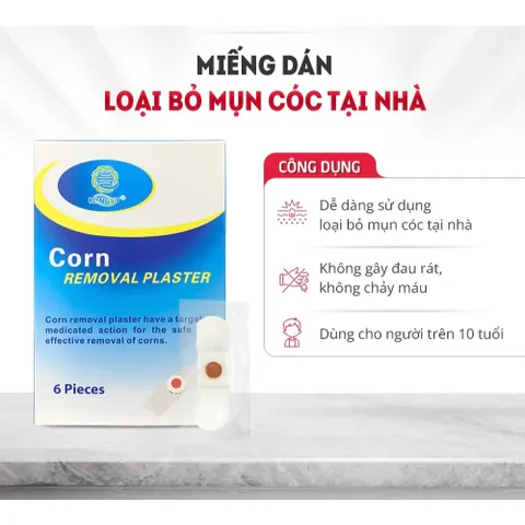 Miếng Dán Mụn Cóc Mụn Cơm Corn plaster KangDi Fobe - hộp 6 miếng