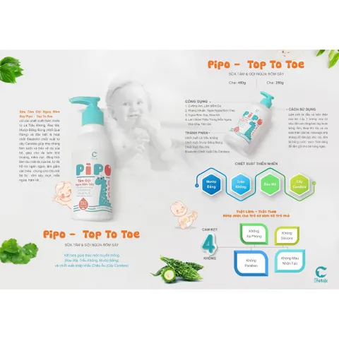 Sữa tắm ngừa rôm sảy cho bé Pipo 250g/ 450g