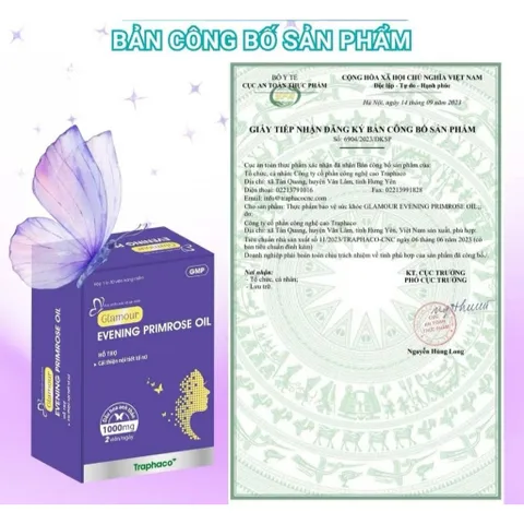 Dầu hoa Anh Thảo GLAMOUR Evening Primrose Oil Traphaco CNC - Hộp 30 viên