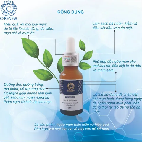 Serum Giảm Mụn Sáng Da Mờ Thâm, Mờ Sẹo Sau Mụn Thế Hệ Mới C-Renew Protection Anti Acnes