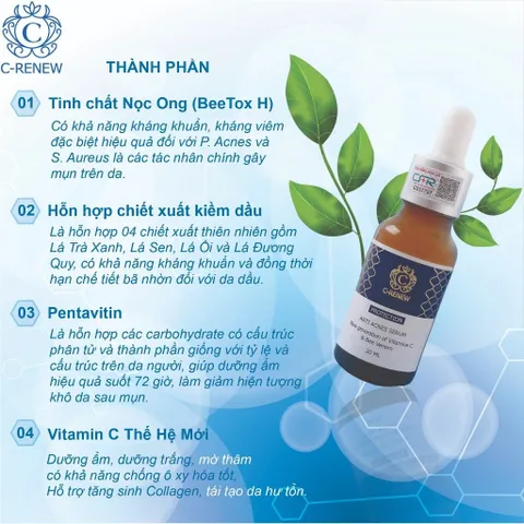 Serum Giảm Mụn Sáng Da Mờ Thâm, Mờ Sẹo Sau Mụn Thế Hệ Mới C-Renew Protection Anti Acnes