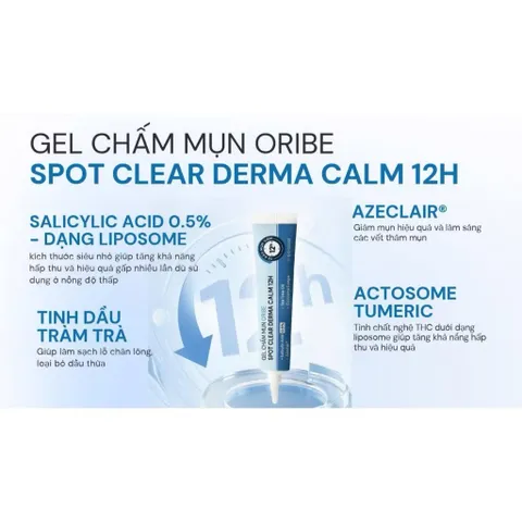Gel chấm mụn Oribe, giảm mụn nhanh ngừa thâm làm mờ sẹo mụn, khô cồi mụn sau 12H sử dụng
