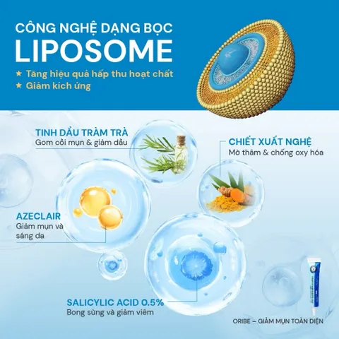 Gel chấm mụn Oribe, giảm mụn nhanh ngừa thâm làm mờ sẹo mụn, khô cồi mụn sau 12H sử dụng