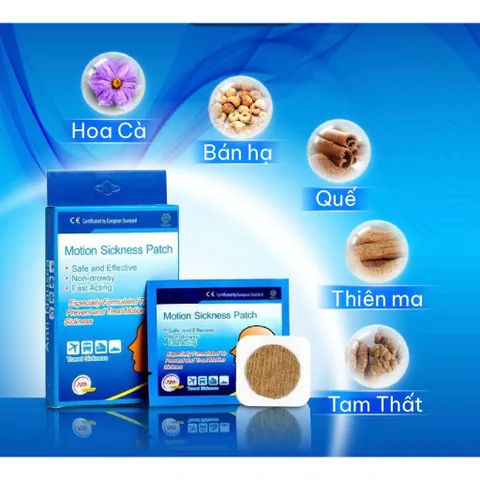 Miếng Dán Chống Say Tàu Xe Motion Sickness Patch Giảm Triệu Chứng Buồn Nôn, Chóng Mặt