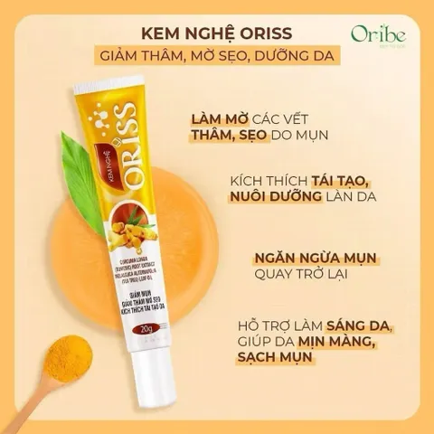 Kem nghệ Oriss giảm mụn và thâm không gây vàng da dành cho da dầu mụn tuýp 20gr