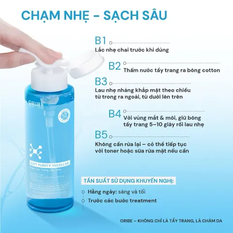 Nước tẩy trang Oribe làm sạch sâu dịu nhẹ không cay mắt cho mọi làn da