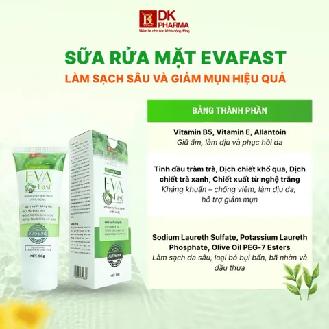 [Ngừa Mụn, Sạch Da] Sữa Rửa Mặt Evafast Tràm Trà Làm Sạch Sâu, Ngừa Mụn Trên Da, Lành Tính