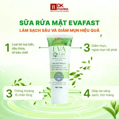 [Ngừa Mụn, Sạch Da] Sữa Rửa Mặt Evafast Tràm Trà Làm Sạch Sâu, Ngừa Mụn Trên Da, Lành Tính