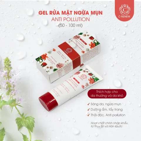 Sữa rửa mặt dưỡng trắng ngừa mụn chống ô nhiễm môi trường C-RENEW dành cho da thường và da khô