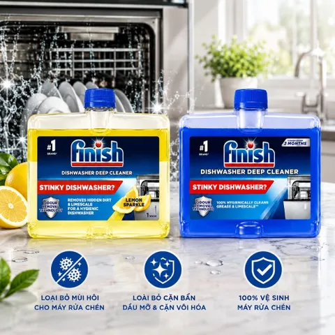 Dung Dịch Vệ Sinh Máy Rửa Chén Bát Finish 250ml - Làm Sạch Sâu, Bảo Vệ Hiệu Quả, Nhập Khẩu Châu Âu