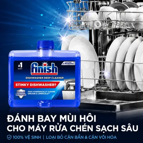 Dung Dịch Vệ Sinh Máy Rửa Chén Bát Finish 250ml - Làm Sạch Sâu, Bảo Vệ Hiệu Quả, Nhập Khẩu Châu Âu