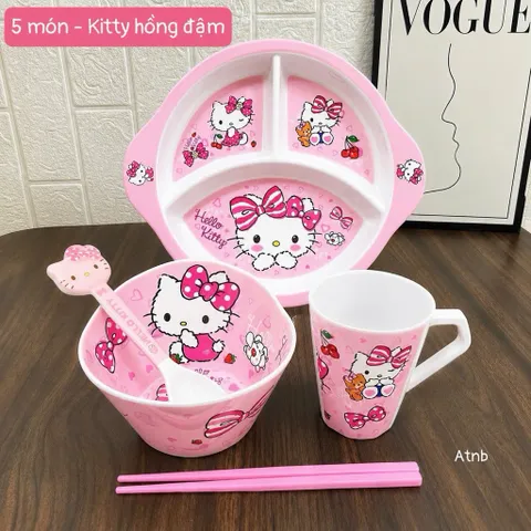 Set khay ăn 5 món cho bé siêu xinh -bé ăn ngoan, mẹ yên tâm