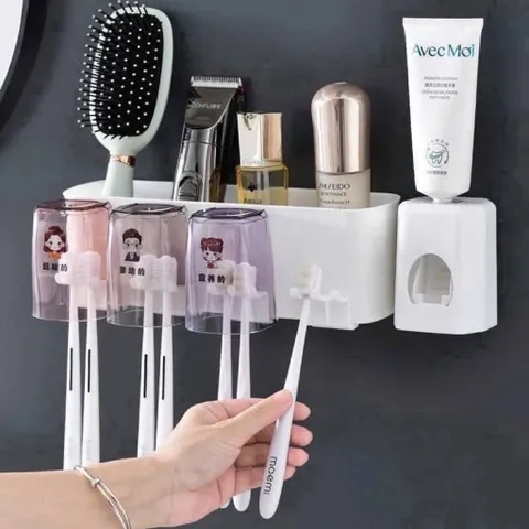 bộ nhả kem đánh răng tự động 4 cốc – gọn gàng, tiện lợi