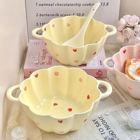 set bát tô kèm muôi múc canh hình trái tim – siêu xinh, siêu tiện dụng