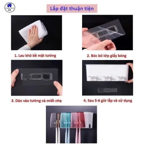 bộ nhả kem đánh răng tự động 4 cốc – gọn gàng, tiện lợi