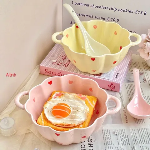 set bát tô kèm muôi múc canh hình trái tim – siêu xinh, siêu tiện dụng
