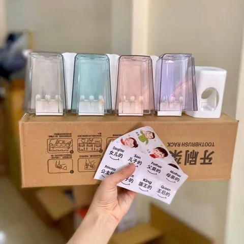bộ nhả kem đánh răng tự động 4 cốc – gọn gàng, tiện lợi