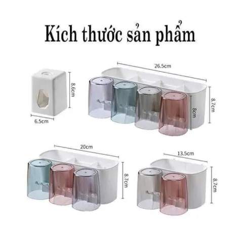 bộ nhả kem đánh răng tự động 4 cốc – gọn gàng, tiện lợi