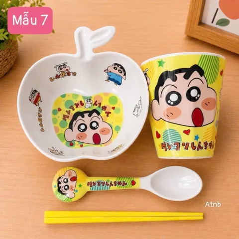 sét bát táo kèm cốc 4 món hoạt hình cho bé – đủ mẫu siêu đáng yêu