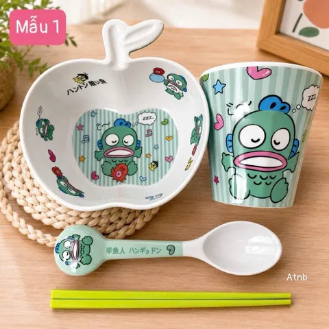sét bát táo kèm cốc 4 món hoạt hình cho bé – đủ mẫu siêu đáng yêu