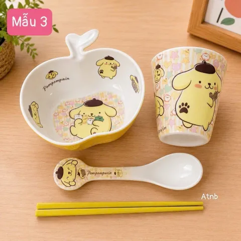 sét bát táo kèm cốc 4 món hoạt hình cho bé – đủ mẫu siêu đáng yêu