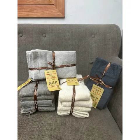 set 4 khăn mặt muji 35*85cm mềm mại thấm hút tốt giao màu ngẫu nhiên