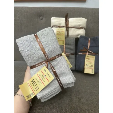set 4 khăn mặt muji 35*85cm mềm mại thấm hút tốt giao màu ngẫu nhiên