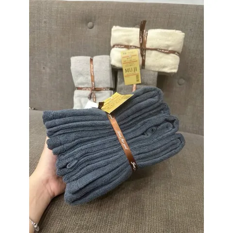 set 4 khăn mặt muji 35*85cm mềm mại thấm hút tốt giao màu ngẫu nhiên
