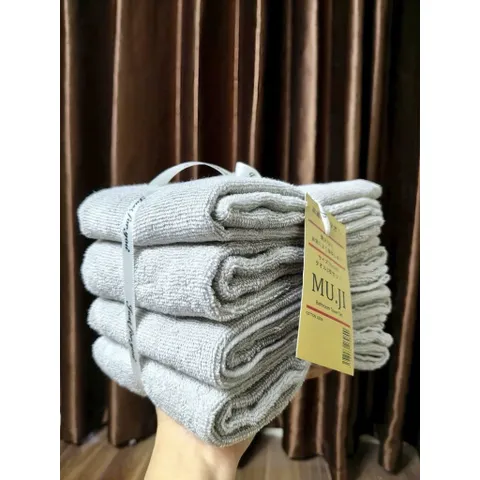 set 4 khăn mặt muji 35*85cm mềm mại thấm hút tốt giao màu ngẫu nhiên