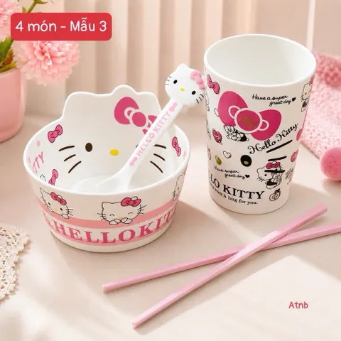 bộ bát, cốc, thìa, đũa hello kitty & my melody – siêu xinh cho mọi bữa ăn 💕