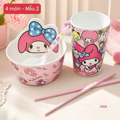 bộ bát, cốc, thìa, đũa hello kitty & my melody – siêu xinh cho mọi bữa ăn 💕