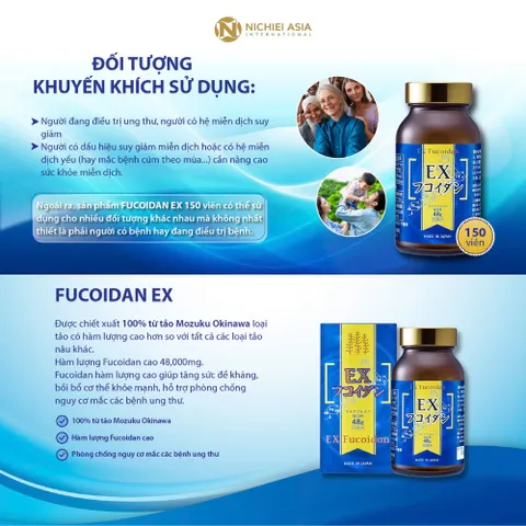 Ex Fucoidan Hộp 150 Viên Cải Thiện Nâng Cao Sức Đề Kháng - Nhập Khẩu Chính Hãng Nhật Bản
