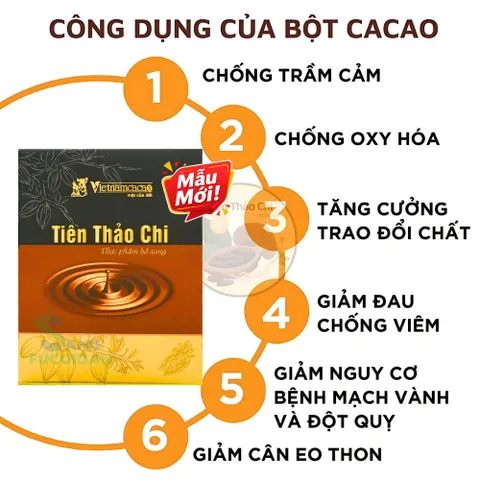 [Xuất kèm VAT] TIÊN THẢO CHI VINACACAO - Thùng 30 Hộp – KẾT HỢP CACAO, NHÂN SÂM & LINH CHI