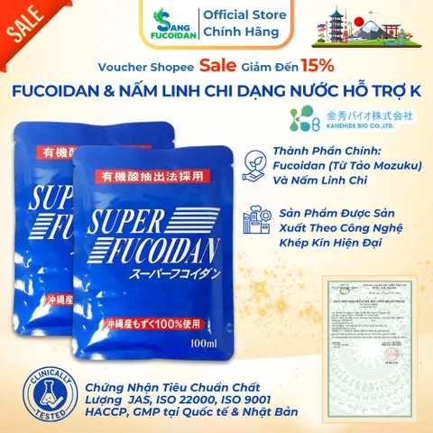 Super Fucoidan Thêm Nấm Linh Chi Hộp 30 Gói Tăng Cường Sức Khỏe & Đề Kháng - Nhập Khẩu Chính Hãng Nhật Bản