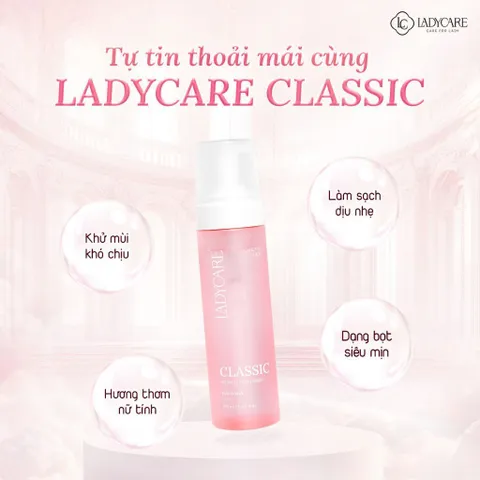 LADYCARE CLASSIC 90ML – BỌT VỆ SINH PHỤ NỮ HẰNG NGÀY – VỆ SINH VÙNG KÍN, DẠNG BỌT MỊN, DỊU NHẸ