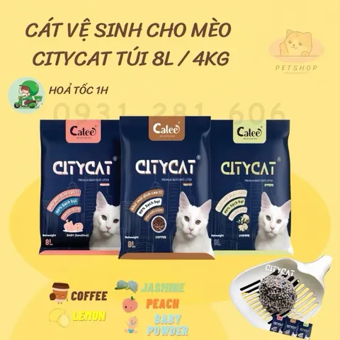 [1 tải 7 túi ] Cát vệ sinh cho Mèo CITYCAT 8L - Siêu vón khử mùi giá rẻ