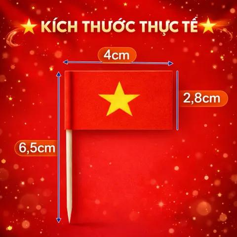 Set 100 Cờ Tăm Việt Nam Mini 🇻🇳 – Cờ Trang Trí Bàn Làm Việc, Cắm Bánh Kem, Trang Trí Sự Kiện, Cổ Vũ 2/9