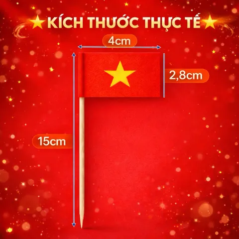 Set 100 Cờ Tăm Việt Nam Mini 🇻🇳 – Cờ Trang Trí Bàn Làm Việc, Cắm Bánh Kem, Trang Trí Sự Kiện, Cổ Vũ 2/9