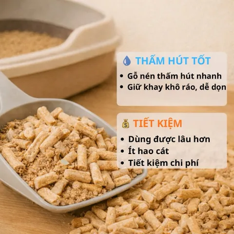 Cát Gỗ Thông Cao Cấp Cho Thú Cưng - Khử Mùi Hôi, Thấm Hút Nhanh, Ít Bụi
