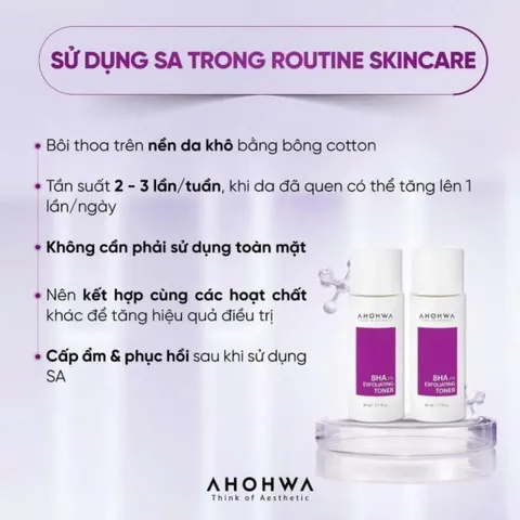 Toner AHOHWA BHA 2% Exfoliating hỗ trợ giảm mụn, làm sạch bã nhờn 80ml [hàng nhập khẩu]
