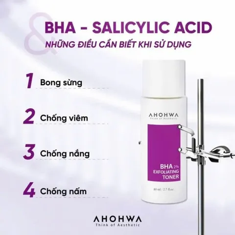 Toner AHOHWA BHA 2% Exfoliating hỗ trợ giảm mụn, làm sạch bã nhờn 80ml [hàng nhập khẩu]