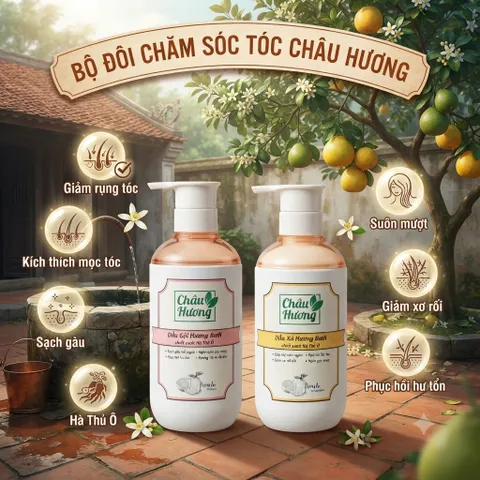 Dầu Gội Hương Bưởi Châu Hương 500ml -Làm Sạch,Phục Hồi Hư Tổn,Ngừa gãy rụng,Dưỡng tóc và Da Đầu