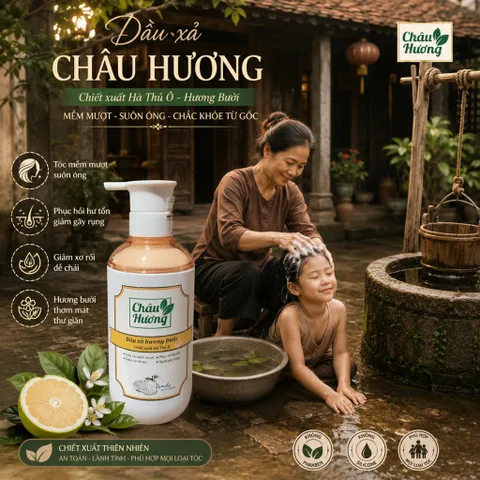 Dầu Gội Hương Bưởi Châu Hương 500ml -Làm Sạch,Phục Hồi Hư Tổn,Ngừa gãy rụng,Dưỡng tóc và Da Đầu