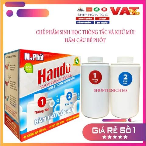 [M.PHỐT] Bộ chế phẩm sinh học thông tắc và khử mùi hầm cầu bể phốt 860g (2 Chai)