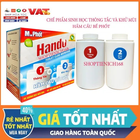 [M.PHỐT] Bộ chế phẩm sinh học thông tắc và khử mùi hầm cầu bể phốt 860g (2 Chai)